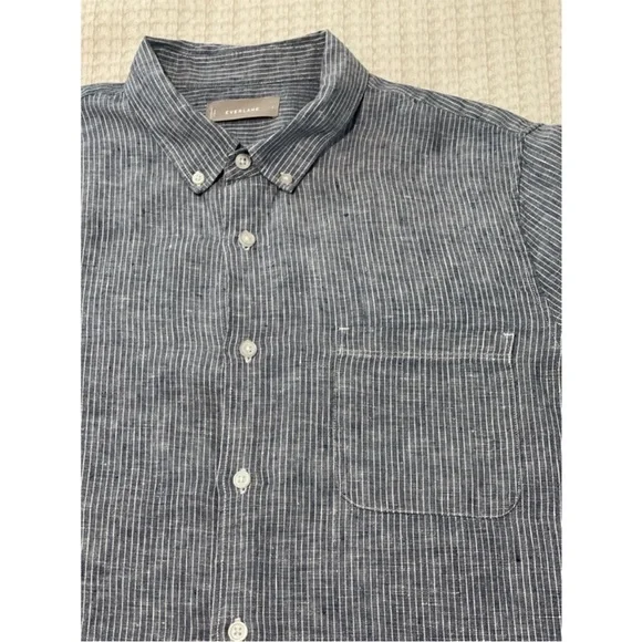 Everlane The Linen Standard Fit Shirt Men’s Size Large Pinstripe Long Sleeve - Picture 7 of 9